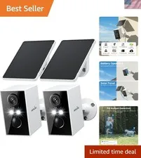 Smart Wireless Security Camera 2-Pack - 2K, AI Motion Detection,  Waterproof