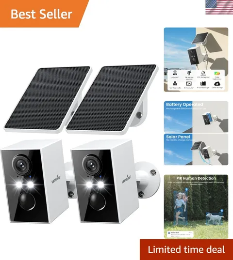 Smart Wireless Security Camera 2-Pack - 2K, AI Motion Detection,  Waterproof