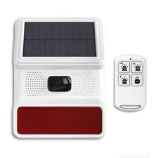 Solar Motion Alarm,Outdoor Siren Detector with Flashing Light,IP65 Waterproof...