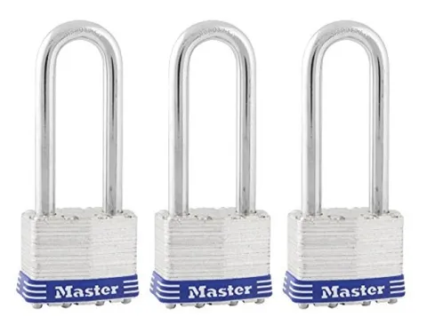 Master Lock Padlock, Laminated Steel Lock, 1-3/4 in. Wide, 1TRILJ (Pack of 3-Key