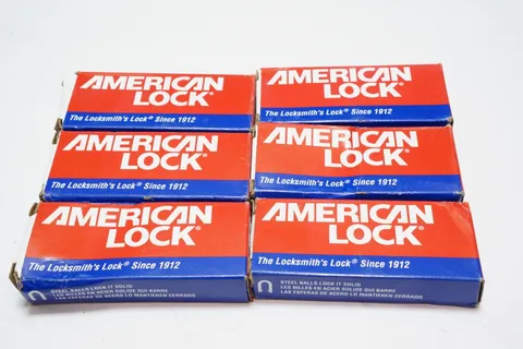 New Lot of 6 American Lock A3701WO 2 In. Wide Solid Brass Body, 2 In. Tall 3/8"