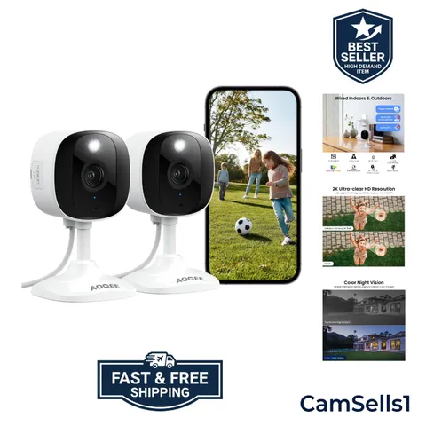 2K Cameras for Home Security, Indoor/Outdoor, Full Color, C1 2Pack