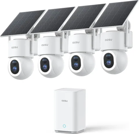 Solarcam D1 Max 4-Cam Kit, 4K Solar Security Cameras Wireless Outdoor, 360° PTZ