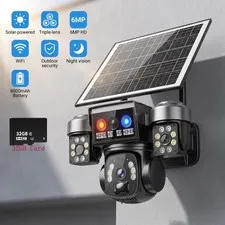 Solar Battery Powered Wireless WiFi Outdoor Pan/Tilt Home Security Camera System