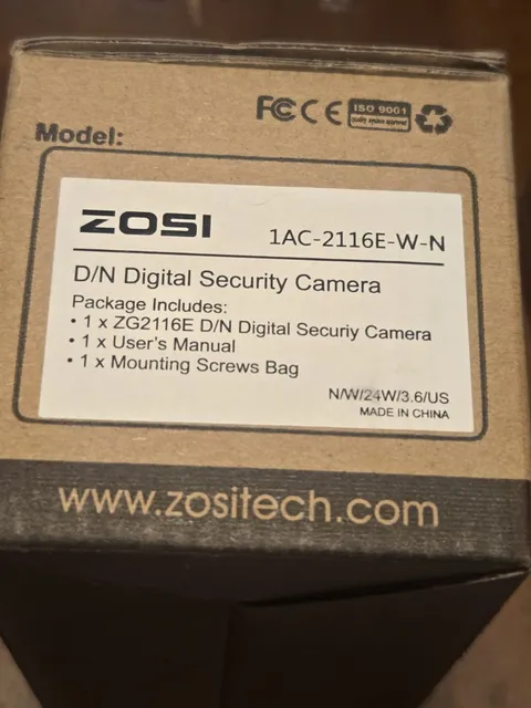 ZOSI 1AC-2612T-W-N Indoor and Outdoor Bullet Security Camera