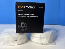 EVA LOGIK Glass Break Alarm 4 Pack Ultra-Thin WINDOW ALARM Loud 120dB Alarm New