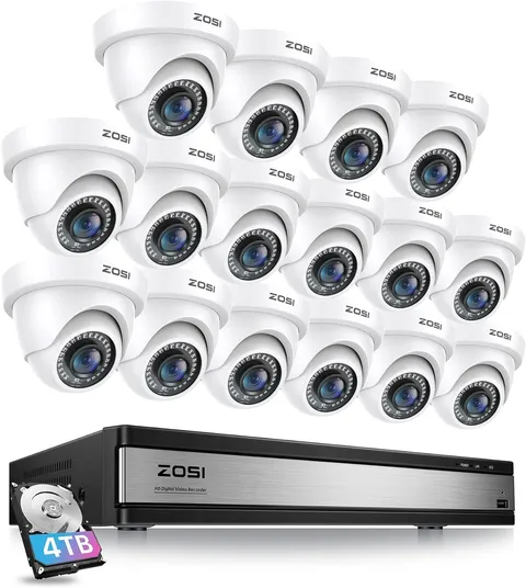 ZOSI 16CH H.265 + 1080P DVR Home CCTV Surveillance Outdoor Camera System 4TB HDD