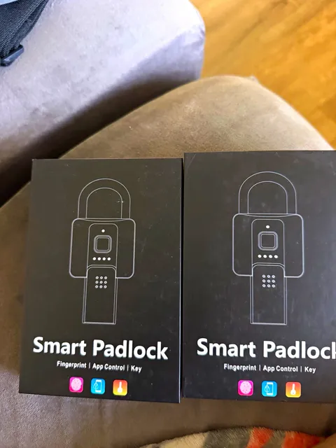 Vertix Tech eSmart Black Padlock Fingerprint App, USB Charge IP67 (2-Pack)