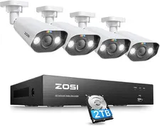 ZOSI 4K Poe Security Camera System,Person Vehicle Detection,8 Port 16CH 8MP NVR