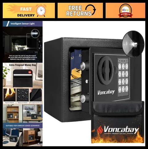 Digital Keypad Money Safe Box for Home, 0.23 Cu. Ft., Secure Storage, Black