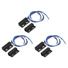 3pcs Wired Door Contact Sensor NO NC Surface Mount Magnetic Reed Switch Black