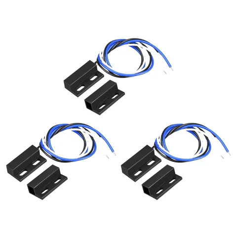 3pcs Wired Door Contact Sensor NO NC Surface Mount Magnetic Reed Switch Black