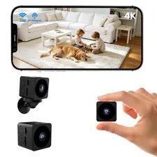 No WiFi Security Camera, 4K Mini Security Camera Works with or Without WiFi, ...