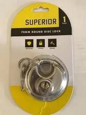 BRAND NEW HEAVY DUTY HIGH SECURITY 70MM ROUND CIRCULAR DISC STEEL LOCK -  2 Keys