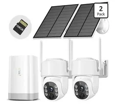 Wireless Outdoor Security Camera System Solar 4MP PTZ WiFi 2-Cam Kit