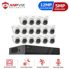Anpviz 12MP 16CH NVR 5MP POE IP Security Camera System Outdoor Indoor AI Audio