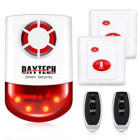 Wireless Panic Button Alarm, Security Alarm with Strobe Siren