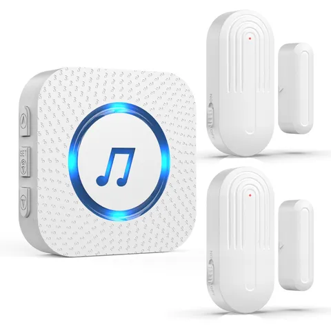Door Chime,SanJie Wireless Sensor 2 Sensors + 1 Receiver White, White