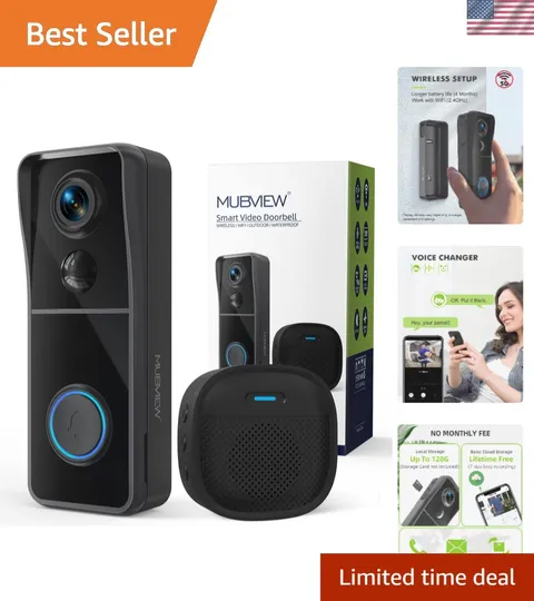Doorbell Camera Wireless with Chime, Video Doorbell - No Subscription, Voice ...