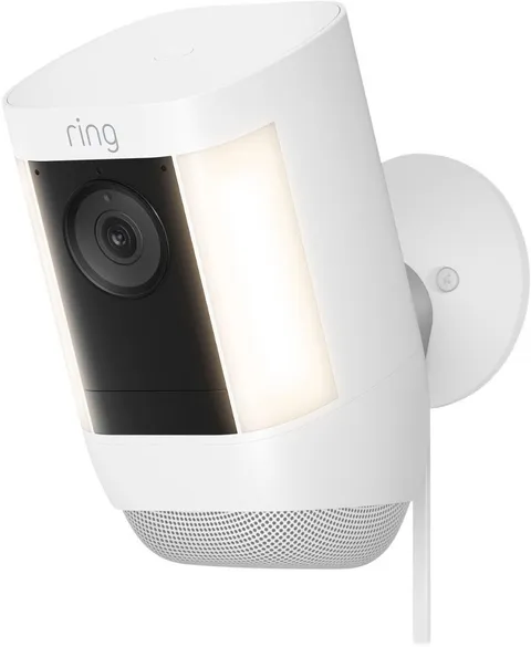 Ring Spotlight Cam Pro Outdoor 1080p Plug-In Wired Surveillance Camera - White