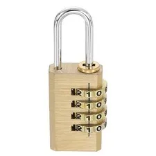 Brass Combination Lock 2.36", 4 Digit Resettable Combination Padlock Yellow