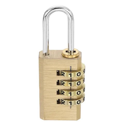 Brass Combination Lock 2.36", 4 Digit Resettable Combination Padlock Yellow