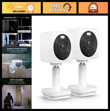 1080p Wi-Fi Smart Home Security Camera 2-Pack, Color Night Vision, Motion Detect