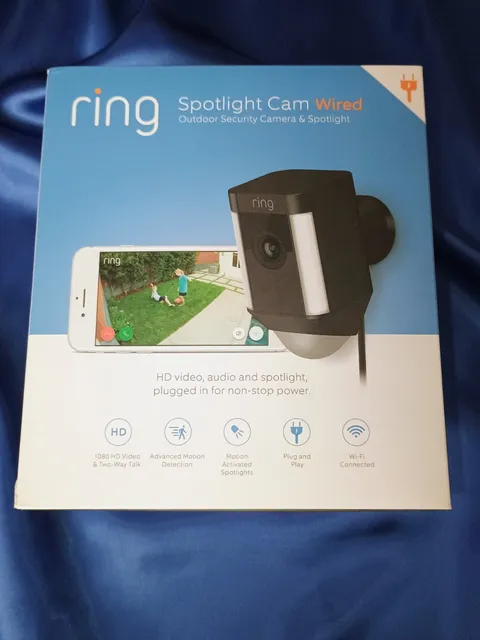 Ring Spotlight Wired Security Camera with Motion Detection & Night Vision Black