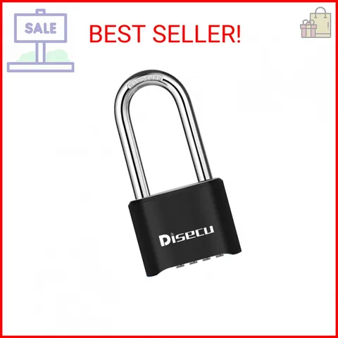 1 Pack disecu Heavy Duty 4 Digit Combination Lock, 2.5 Inch Long Shackle Outdoor