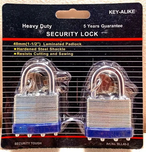 40 mm Padlock - 2 pc keyed alike - 1-1/2 " padlocks