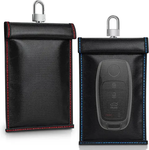 2 Pack Faraday Pouch for Key Fob, Fireproof & Water Resistant RFID Signal Blocki