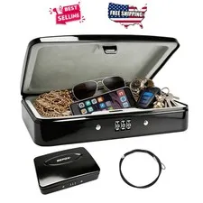Portable Security Safe Box Combination Lock Steel Fire Water Resistant Car Dorm