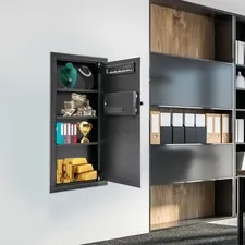 31.5" Tall Wall Safe Wall-mounted Safe with Keys Black Hidden Wall Safe for Home