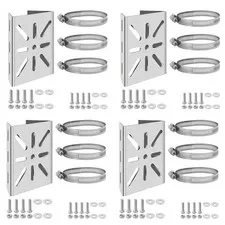 Stainless Steel Universal Vertical Mast Pole Mount Corner Bracket 3 Loop 4 PCS