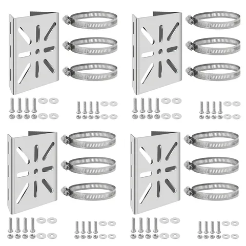 Stainless Steel Universal Vertical Mast Pole Mount Corner Bracket 3 Loop 4 PCS