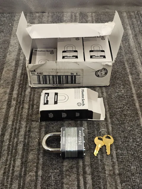 (QTY 6) Master Lock 5KA Heavy-Duty Laminated Steel Padlocks A1421 Keyed Alike