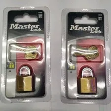 Master Lock 120D Brass Padlock 2-Pack Gold Finish Keyed Alike w/ 2 Keys