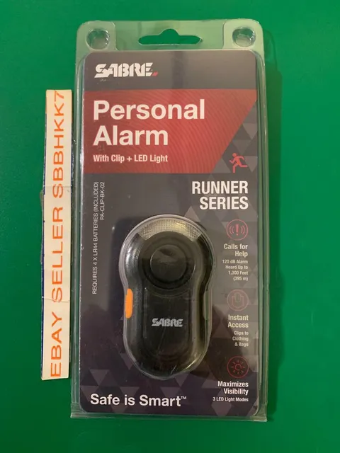 SABRE Personal Alarm with Clip LED Light & 120Db Runner Alarm Weatherproof 