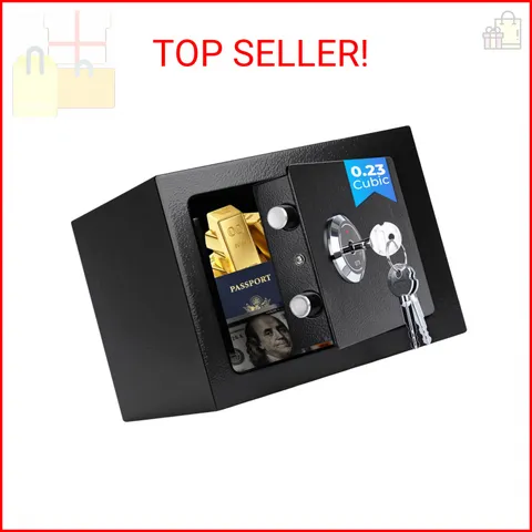 Small Safe Box for Home, Wall Safes 0.23 Cubic Feet, Heavy Duty Steel Safety Loc