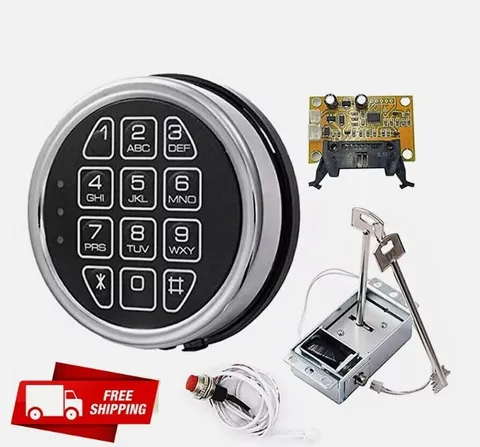 Safe Lock Replacement Chrome Keypad Safe Electronic Lock Solenoid 2 Key NEW
