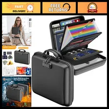 Fireproof Document Organizer with Lock, Hard-Shell Case & 13 Pocket Accordion Fo