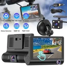 1080P HD Car Dual Lens Dash Cam Front/Rear/Inside Video Recorder Camera G-sensor