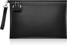 Fireproof Document Bag with Lock and Zipper, 13.8"X9.8"X0.8" Holder for Cash, A4