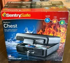 SentrySafe HD2100 Fire & Water Resistant Lock Box Safe w/ 2 Keys Open Box