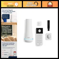Wireless Home Security System - 5 Piece Kit, 24/7 Monitoring, Alexa & Google Com