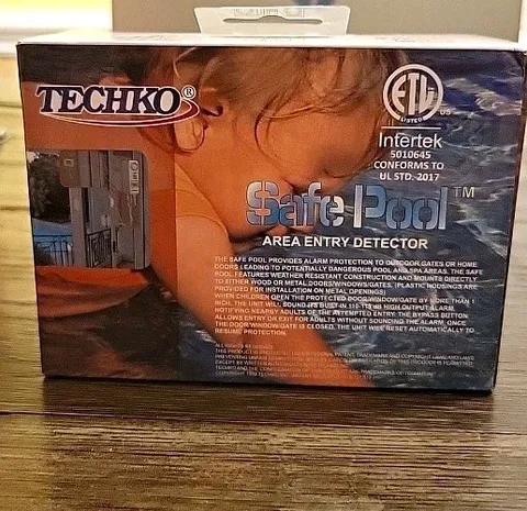 Techko Safe Pool Wireless Gate/Door Alarm, 110-115 dB, 9V, White