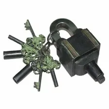 Handmade Rare Key Master Padlock Brass Finish 6 Key Square Trick Puzzle Lock