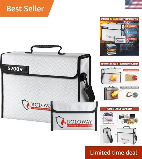 Fireproof Bag 15x12x5 - Secure 5200°F Heat Insulation & Water Resistance