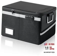 Fireproof Waterproof Document Box with Lock Collapsible Portable File Black