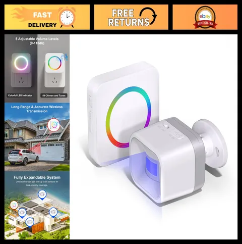 Wireless Driveway Alarm System - Motion Sensor Chime & Detector for Security